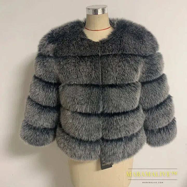 Women Coats Autumn Winter New Fashion Pink Faux Fur Coat Elegant Thick Warm Outerwear Fake Fur Woman Jackets