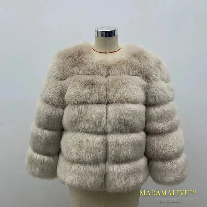 Women Coats Autumn Winter New Fashion Pink Faux Fur Coat Elegant Thick Warm Outerwear Fake Fur Woman Jackets