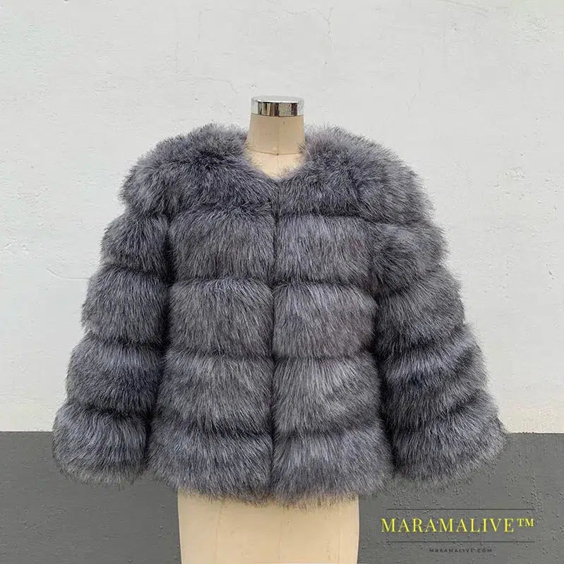 Women Coats Autumn Winter New Fashion Pink Faux Fur Coat Elegant Thick Warm Outerwear Fake Fur Woman Jackets