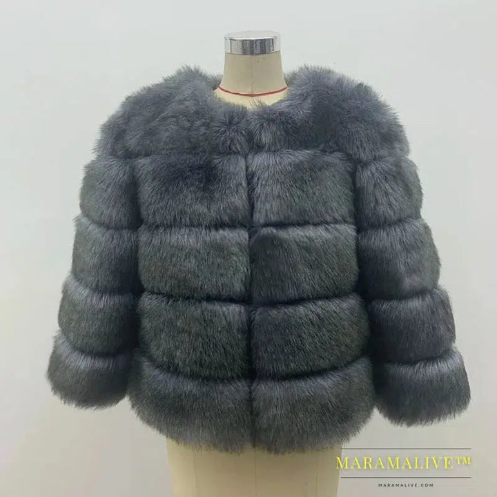 Women Coats Autumn Winter New Fashion Pink Faux Fur Coat Elegant Thick Warm Outerwear Fake Fur Woman Jackets