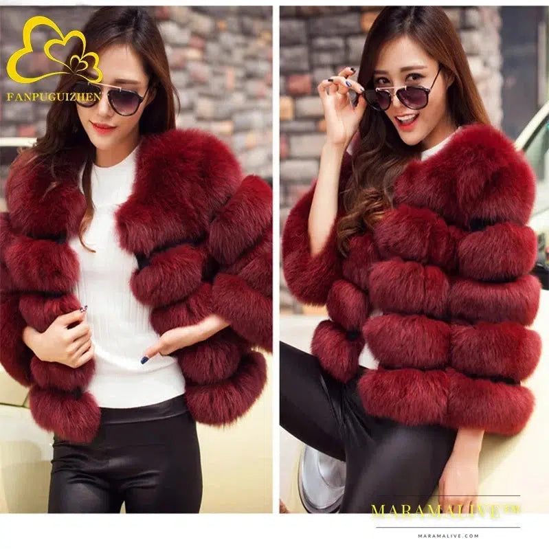 Women Coats Autumn Winter New Fashion Pink Faux Fur Coat Elegant Thick Warm Outerwear Fake Fur Woman Jackets