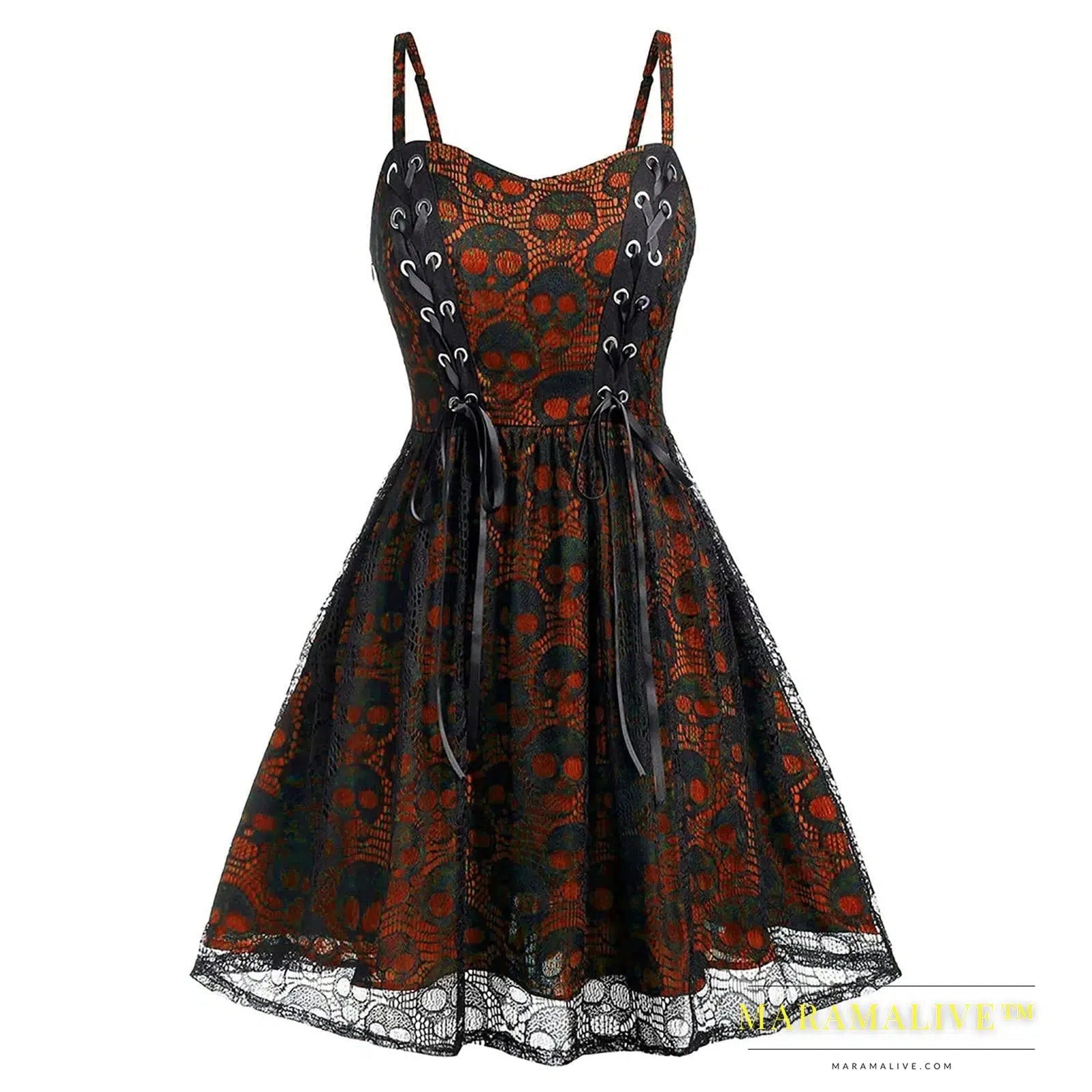 Women Dress Gothic Black Plus Size Halloween Lace Mesh Patchwork Sleeveless Camisole Party Dress Casual Women Elegant Dresses