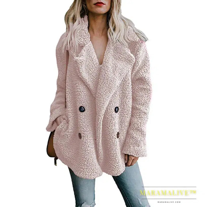 Women Faux Fur Coat Warm Autumn Winter Teddy Female Casual Coat Oversized Soft Fluffy Fleece Jackets Overcoat