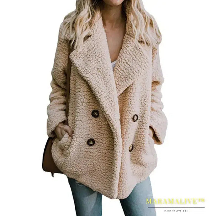 Women Faux Fur Coat Warm Autumn Winter Teddy Female Casual Coat Oversized Soft Fluffy Fleece Jackets Overcoat