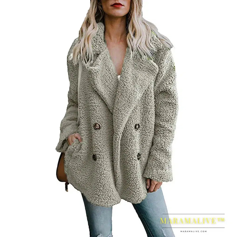 Women Faux Fur Coat Warm Autumn Winter Teddy Female Casual Coat Oversized Soft Fluffy Fleece Jackets Overcoat