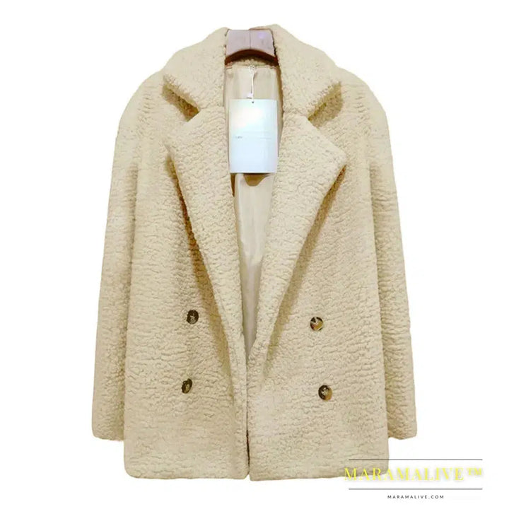 Women Faux Fur Coat Warm Autumn Winter Teddy Female Casual Coat Oversized Soft Fluffy Fleece Jackets Overcoat