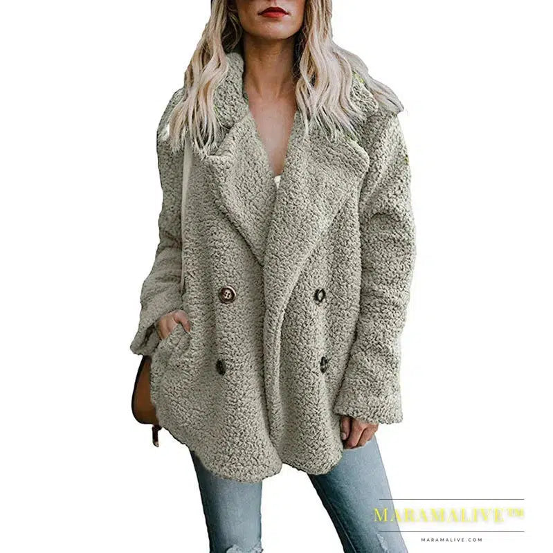 Women Faux Fur Coat Warm Autumn Winter Teddy Female Casual Coat Oversized Soft Fluffy Fleece Jackets Overcoat