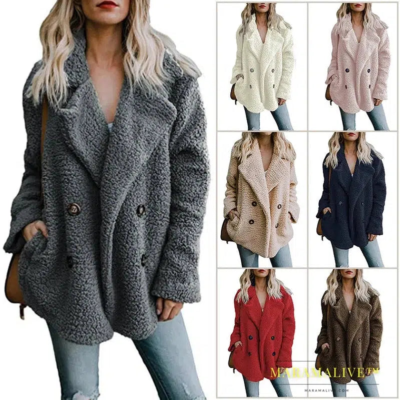 Women Faux Fur Coat Warm Autumn Winter Teddy Female Casual Coat Oversized Soft Fluffy Fleece Jackets Overcoat