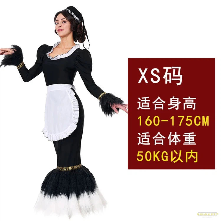 Women Halloween Cosplay costume Musical show Musical theater French Feather Duster Dress Evening Ceremony retro dress