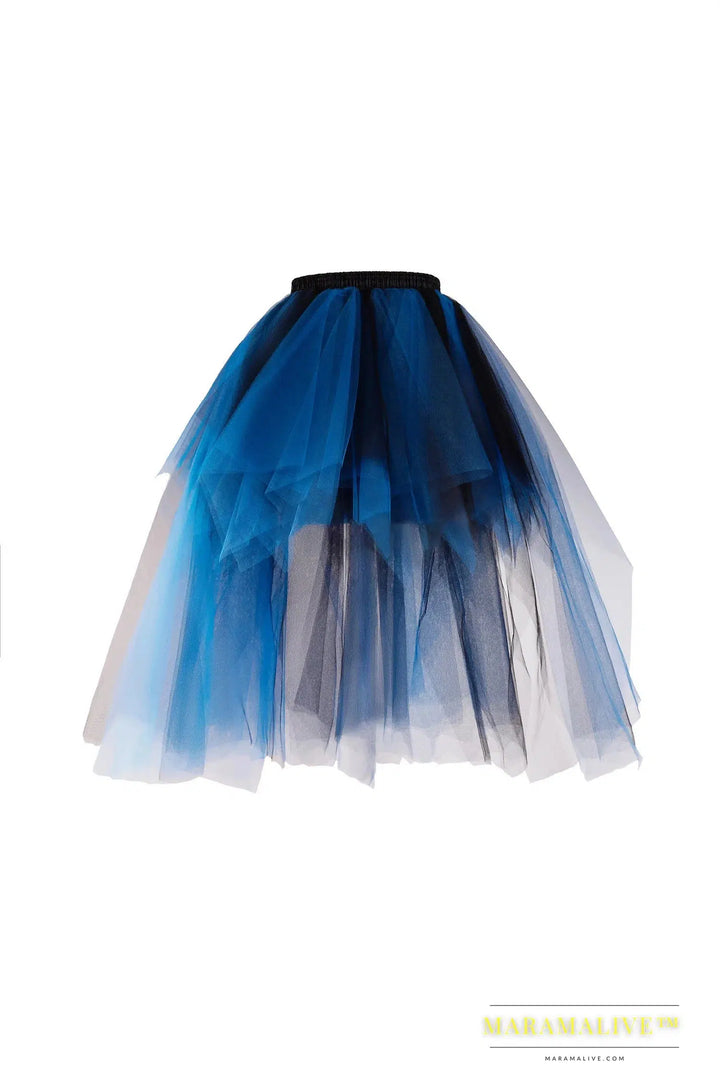 Women Hi-Lo Tulle Tutu Bustle Skirt Petticoat Clubwear Fancy Dance Asymmetric Dress For Party Fashion Casual Style New Goth Dark