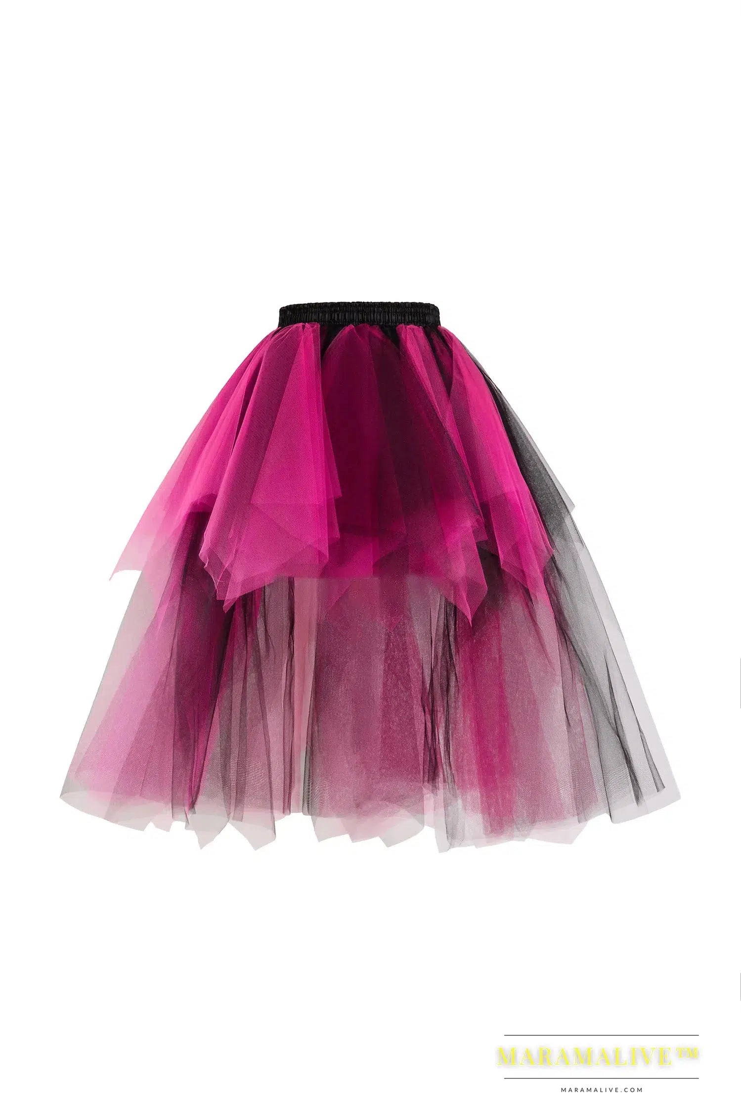 Women Hi-Lo Tulle Tutu Bustle Skirt Petticoat Clubwear Fancy Dance Asymmetric Dress For Party Fashion Casual Style New Goth Dark