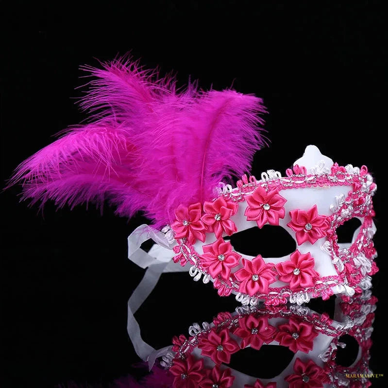 Women Lace Masquerade Masks Feather Flowers Masks Sexy Halloween Carnival Prom Party and Dance Wedding Masks