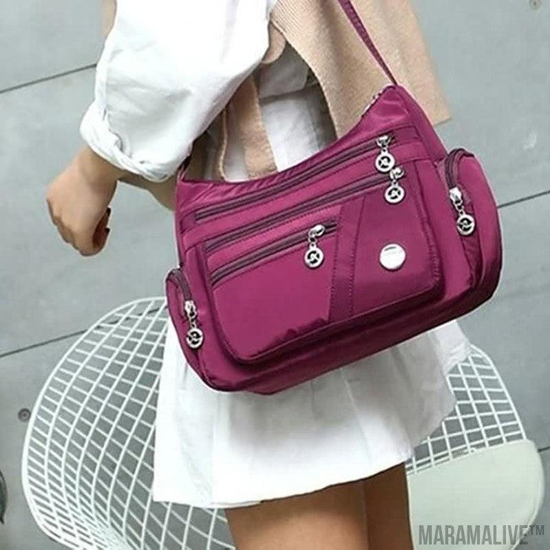 Women Shoulder Bag Multi-pocket Design Waterproof Casual High Capacity Crossbody Bag