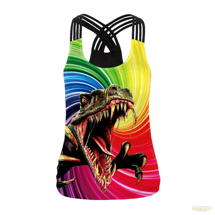 Women Slim Black Tee Gothic Style Skeleton Print Vest Tank Tops Sleeveless Women Halloween Sleeveless Tops Tee