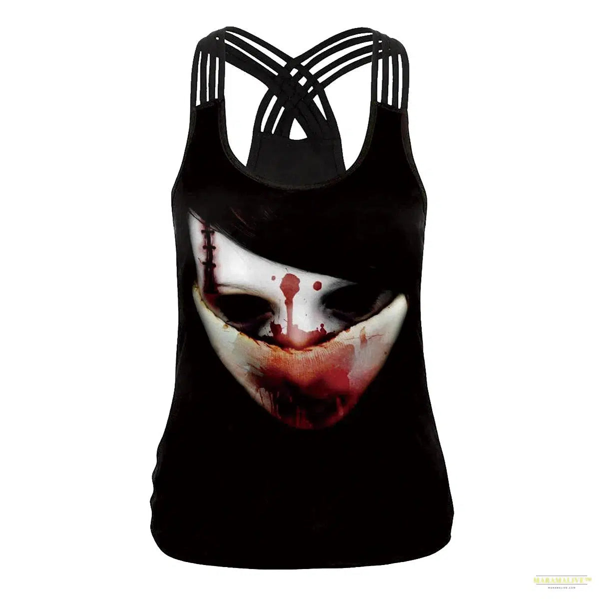 Women Slim Black Tee Gothic Style Skeleton Print Vest Tank Tops Sleeveless Women Halloween Sleeveless Tops Tee