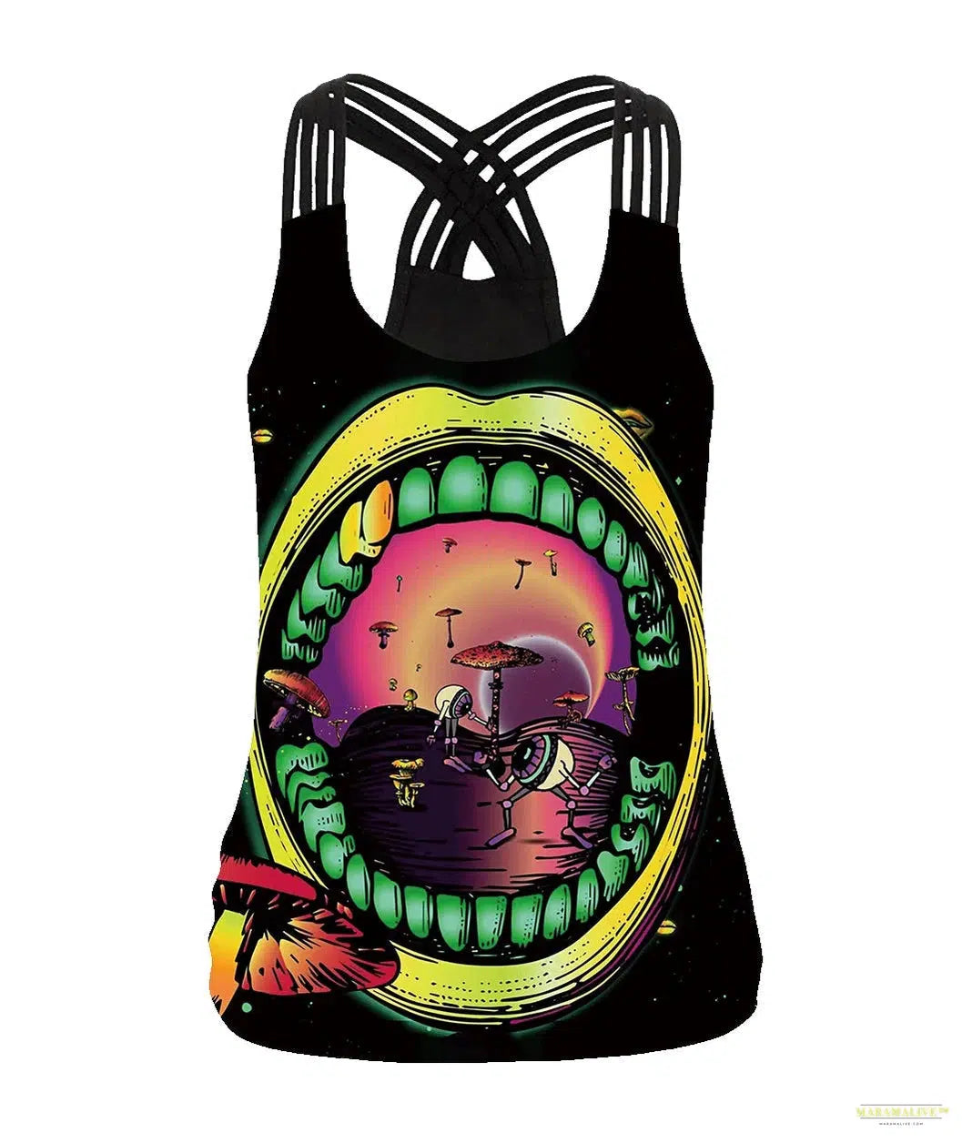 Women Slim Black Tee Gothic Style Skeleton Print Vest Tank Tops Sleeveless Women Halloween Sleeveless Tops Tee