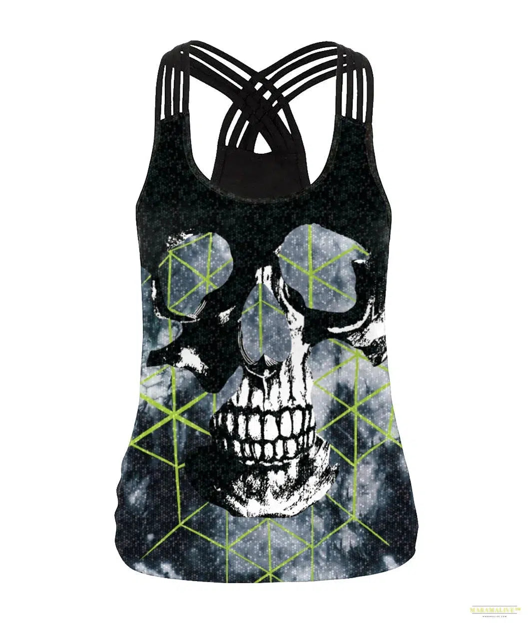 Women Slim Black Tee Gothic Style Skeleton Print Vest Tank Tops Sleeveless Women Halloween Sleeveless Tops Tee