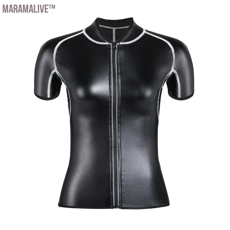 Women Stand Collar Leather Jacket White line Faux Leather Long Sleeve Shirt Body Shaper Waist Trainer Corsets Zipper Slim Shirts