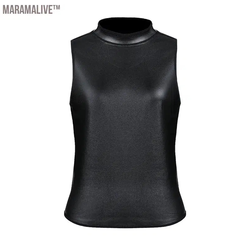 Women Stand collar Leather Long Sleeves Shirt Motorcycle Biker tops Body Shaper Waist Trainer Slim Tshirt Fashion Shapewear tops