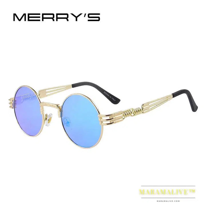 Women Steampunk Sunglasses Men Retro Round Sunglasses Metal Sun glasses Men Oculos De Sol UV400