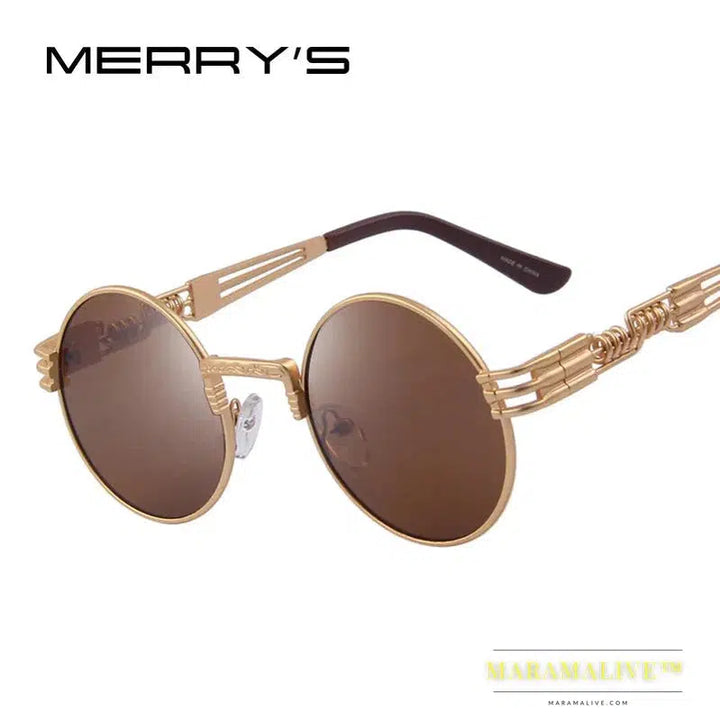 Women Steampunk Sunglasses Men Retro Round Sunglasses Metal Sun glasses Men Oculos De Sol UV400