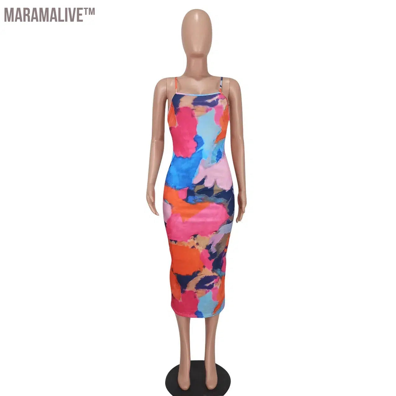 Women Summer Sleeveless Midi Dress Fashion Ladies Casual Skinny Flora Print Halter Maxi Sundresses