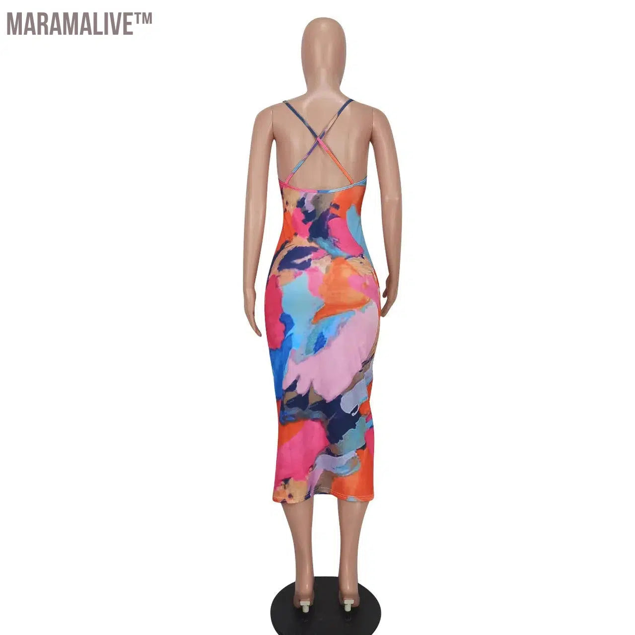 Women Summer Sleeveless Midi Dress Fashion Ladies Casual Skinny Flora Print Halter Maxi Sundresses