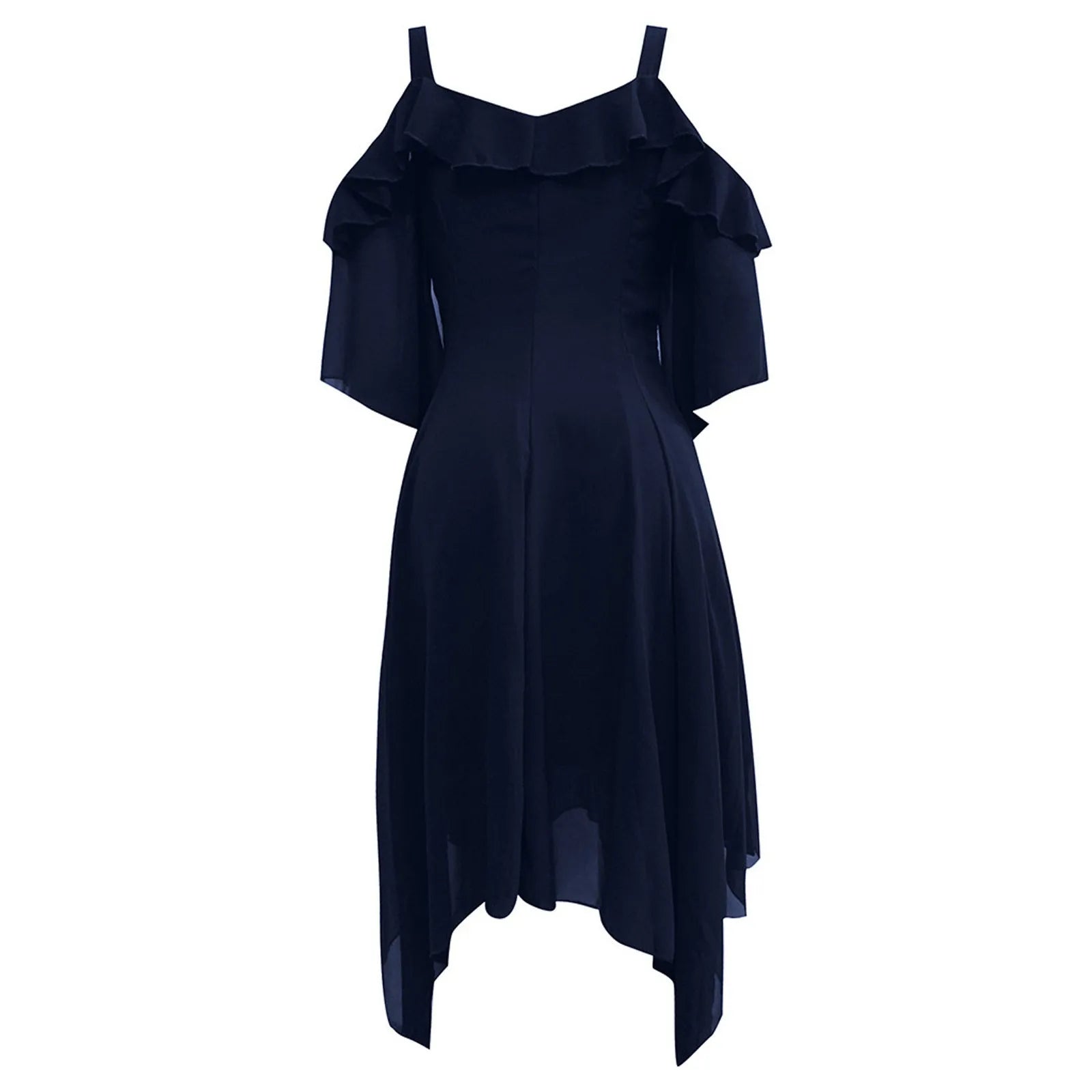 Women'S Dress Plus Size Fashion Dew Shoulder Gothic Ruffled Sling Dress Irregular Dress Evening Dress Loose Women Summer Dress