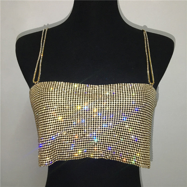 Women's Backless Diamond-studded Chain Top