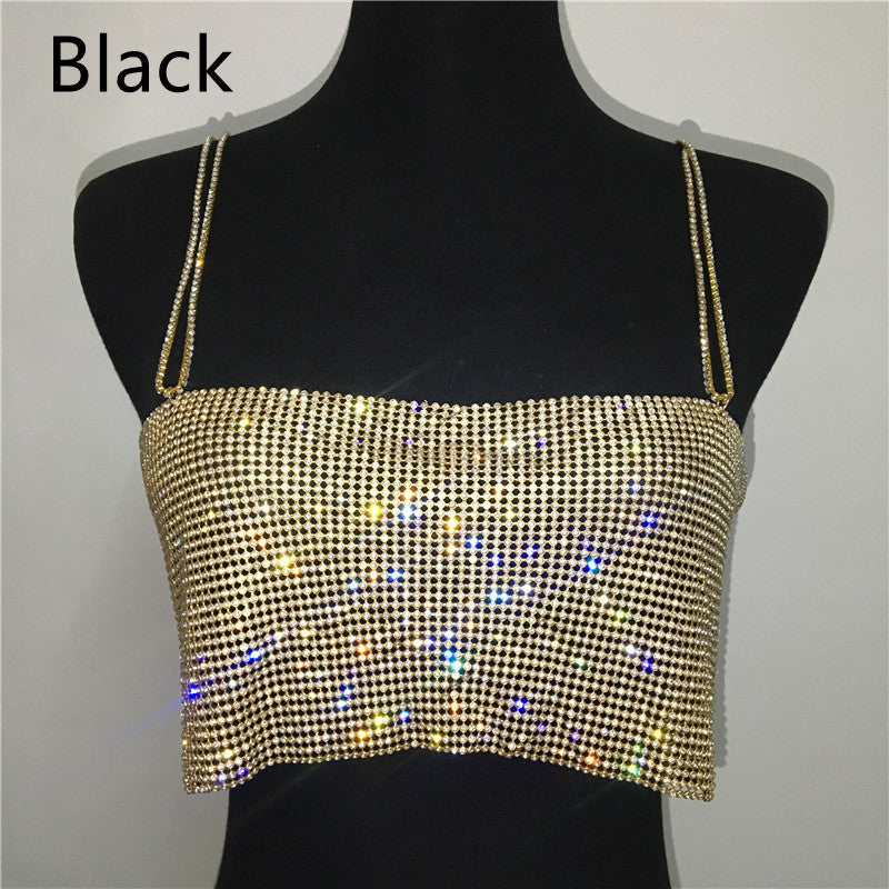 Women's Backless Diamond-studded Chain Top