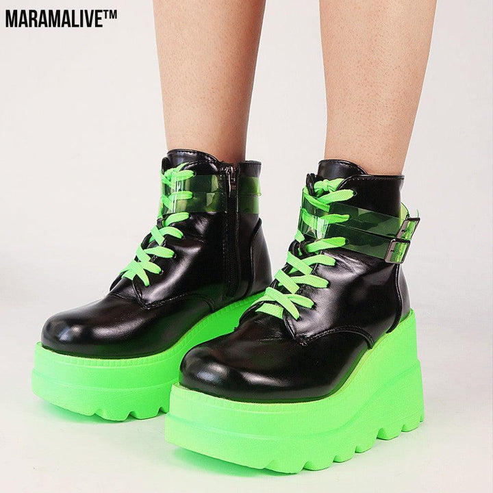 Women's Dark Gothic Wedge Platform Ankle Boots