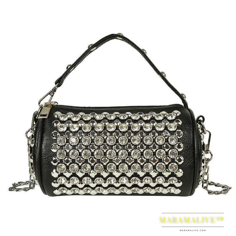 Women's Diamond-studded Small Cylinder Western Style Handbags