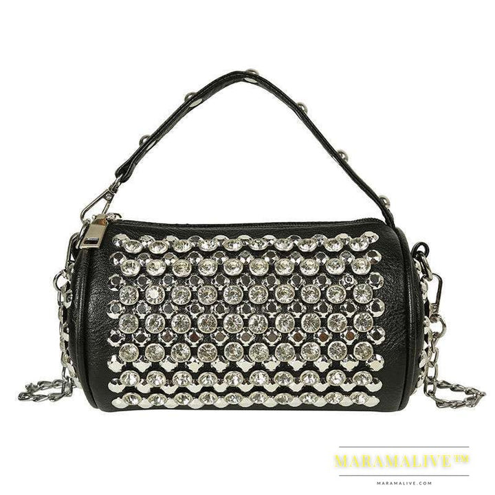 Women's Diamond-studded Small Cylinder Western Style Handbags