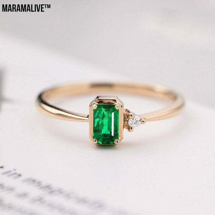 Women's Emerald Diamond Ring With Colored Stones