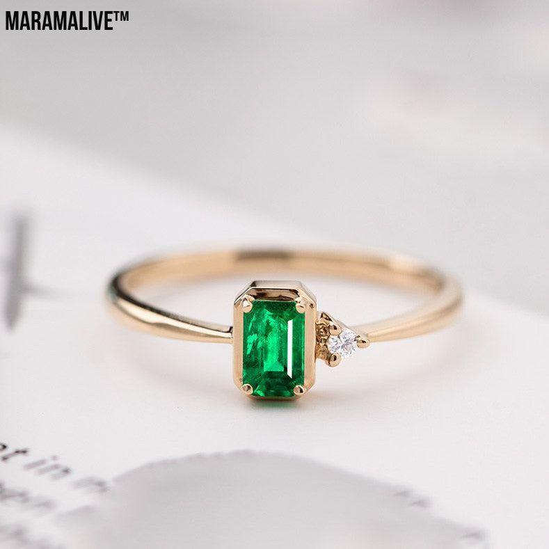 Women's Emerald Diamond Ring With Colored Stones