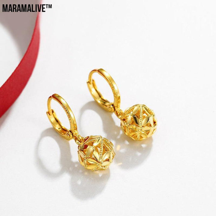 Women's Fashion Dignified Hollow Hydrangea Circle Earrings