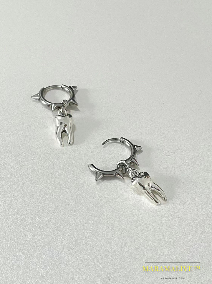 Women's Fashion Rivet Stainless Steel Tooth Earrings