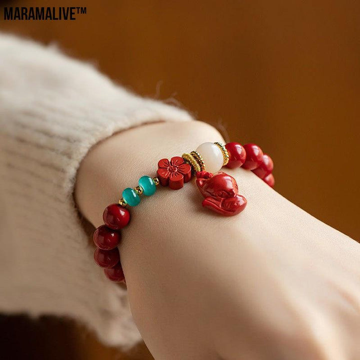 Women's Fashion Simple Red Flower Fox Bracelet