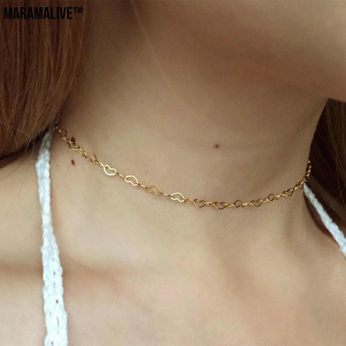 Women's Fashionable All-match Copper Heart-shaped Clavicle Necklace