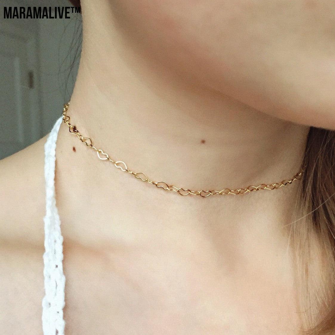 Women's Fashionable All-match Copper Heart-shaped Clavicle Necklace