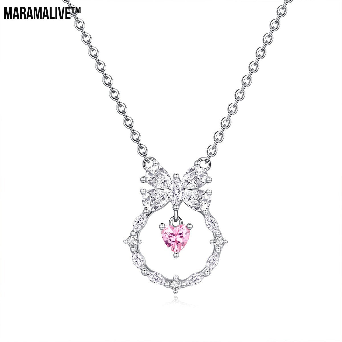 Women's Fashionable All-match Sterling Silver Zircon Pendant Necklace