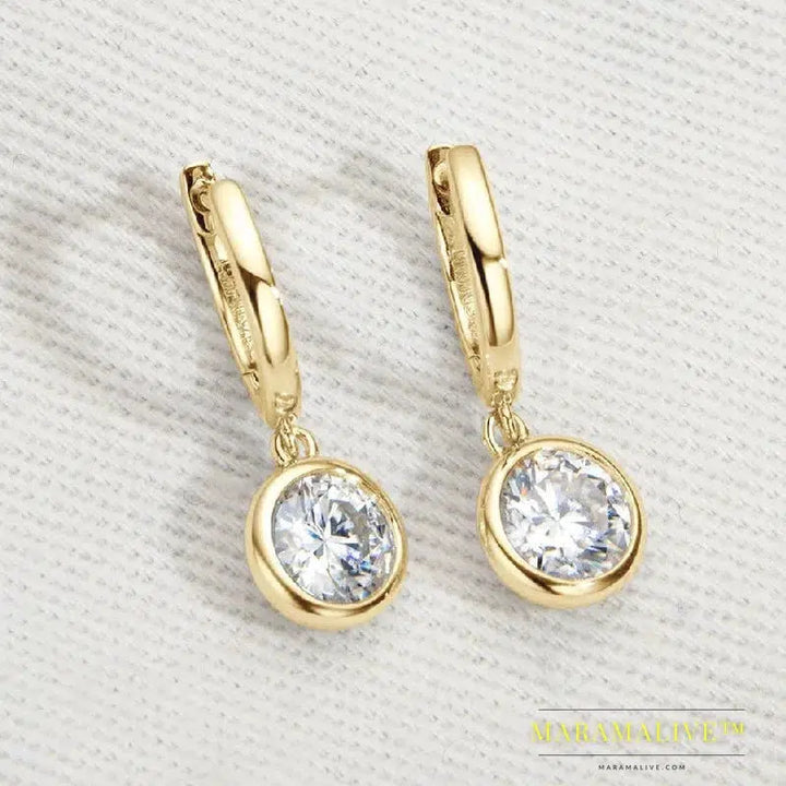 Women's Gold Hoop Earrings Genuine 925 Silver 1CT 2CT Moissanite Drop Earring Wedding Jewelry With Certificate