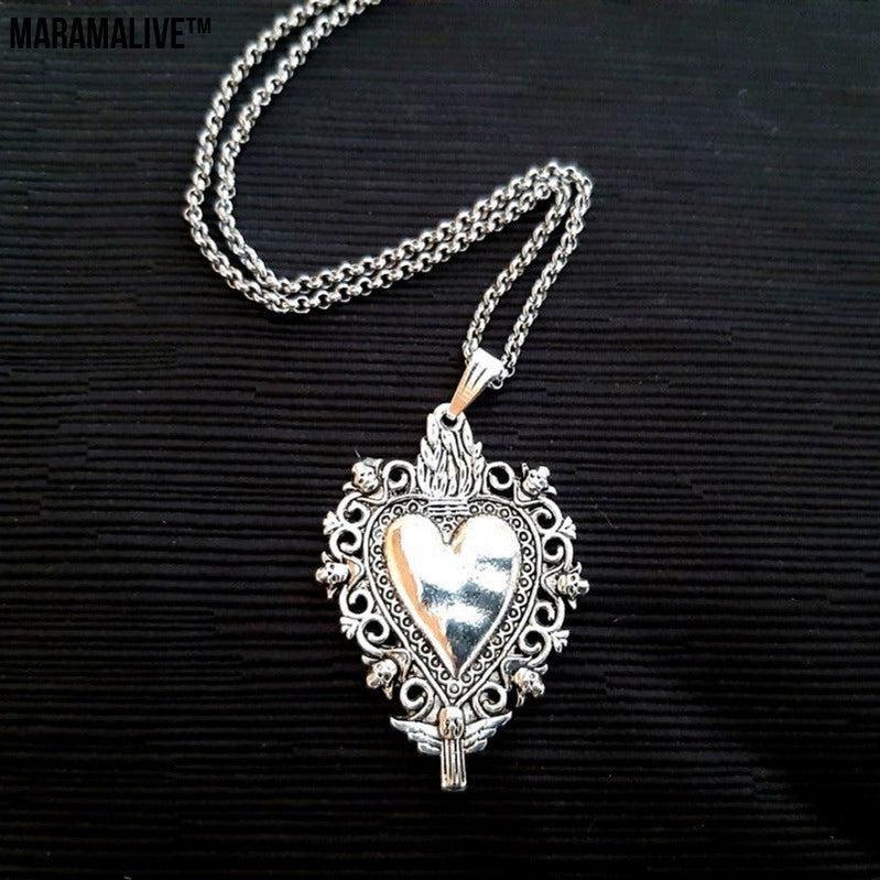 Women's Gothic Sacred Heart Pendant Necklace