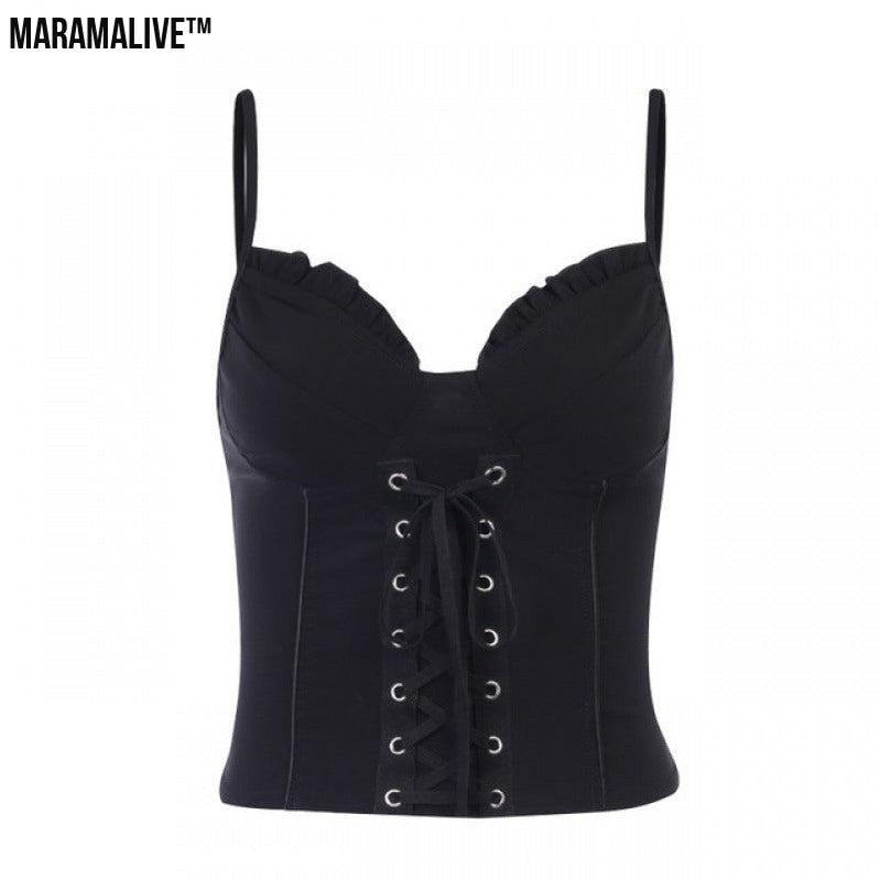 Women's Gothic Short Vest With Spaghetti Straps