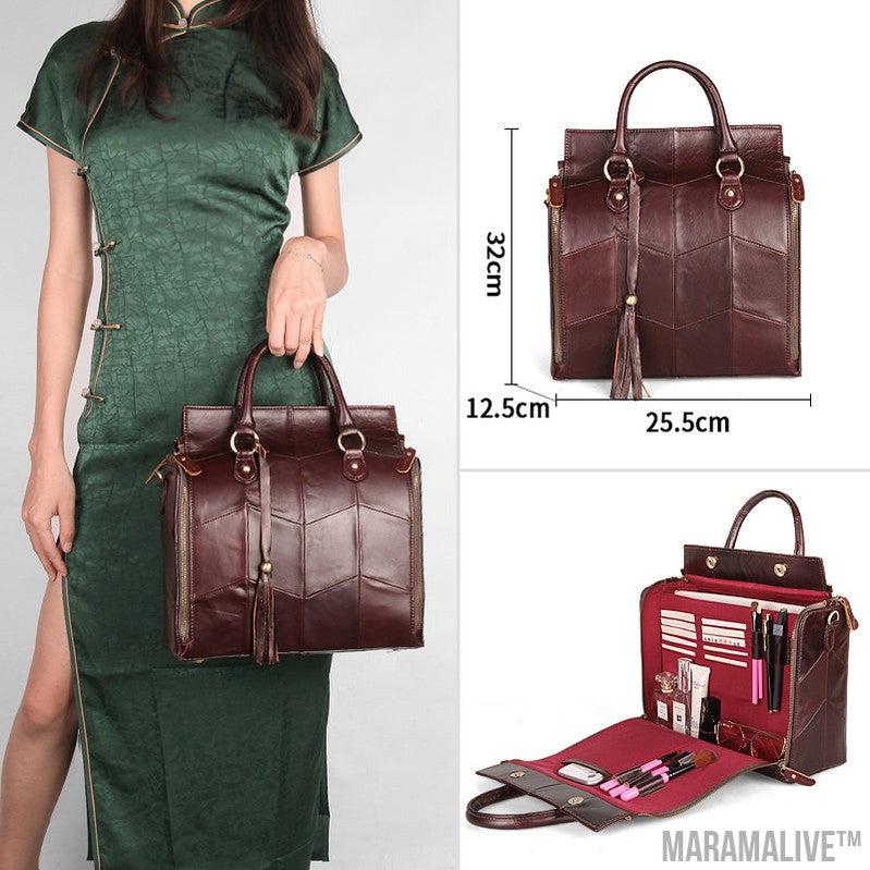 Women's Large Capacity Genuine Leather Multifunctional Portable Shoulder Bag