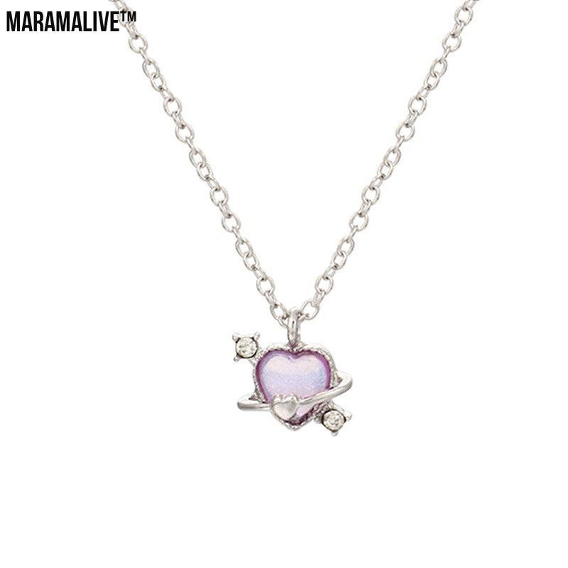 Women's Love Planet Pink Diamond Love Necklace