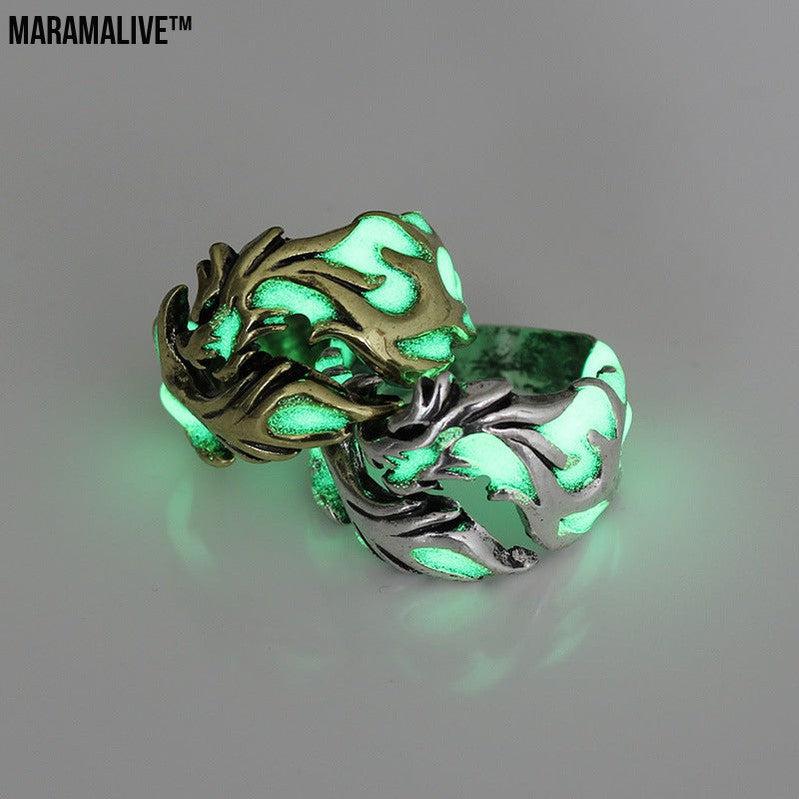 Womens Mens Ring 1Pc Women And Men Allergy Free Glow In The Dark Luminous Dragon Ring Party Gifts