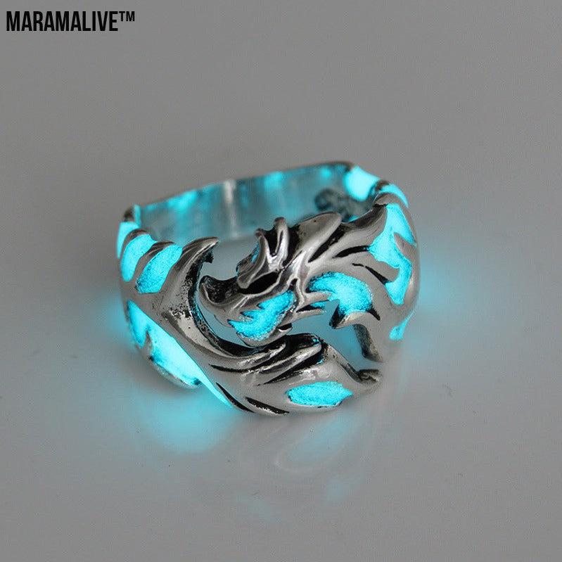 Womens Mens Ring 1Pc Women And Men Allergy Free Glow In The Dark Luminous Dragon Ring Party Gifts