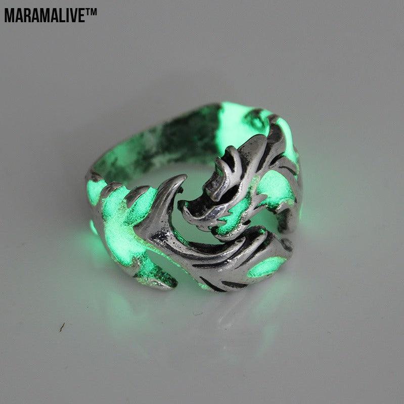 Womens Mens Ring 1Pc Women And Men Allergy Free Glow In The Dark Luminous Dragon Ring Party Gifts