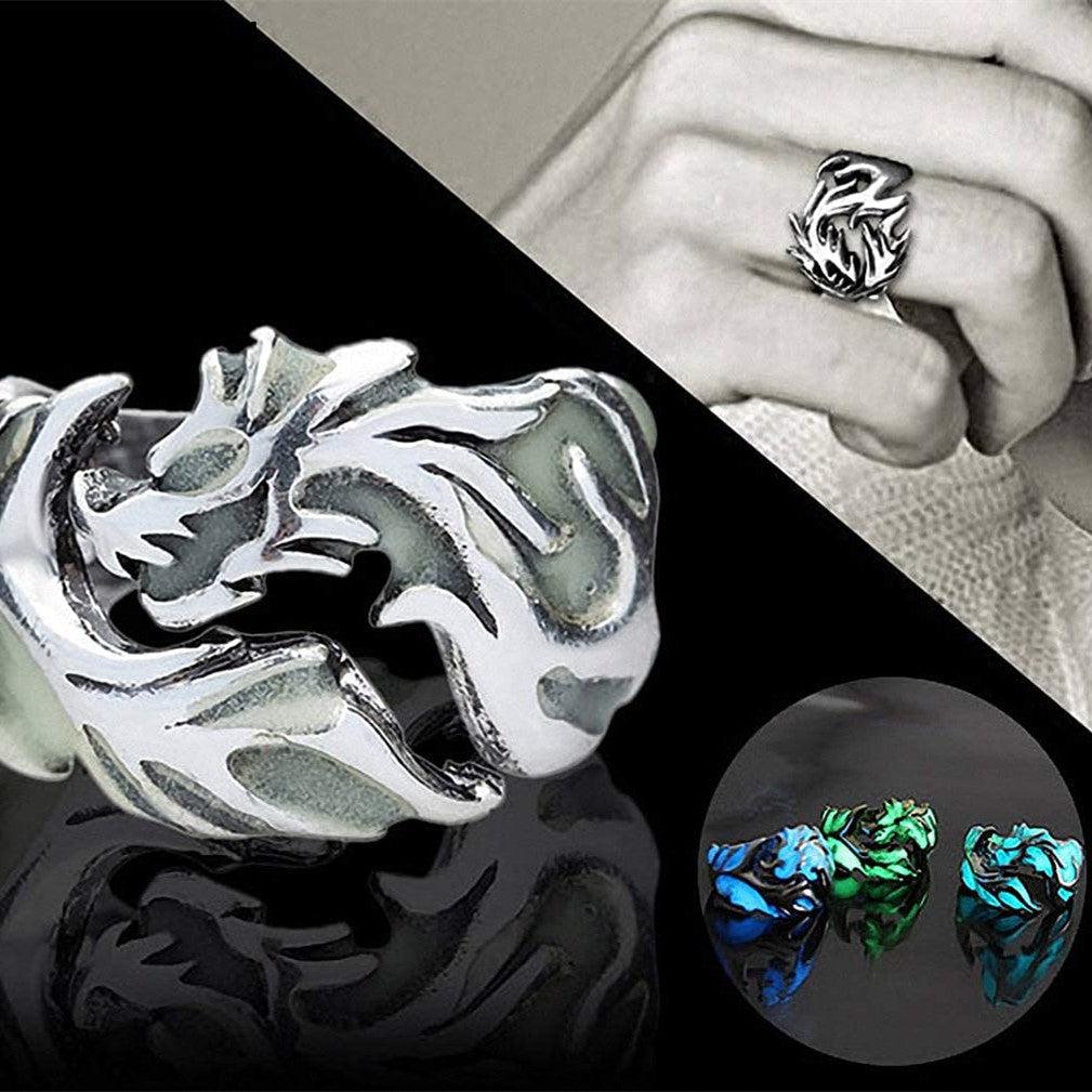 Womens Mens Ring 1Pc Women And Men Allergy Free Glow In The Dark Luminous Dragon Ring Party Gifts